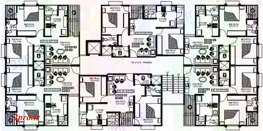 دانلود نقشه مسکونی  ، ویلایی ، آپارتمان  مدرن پلان خانه مدل بالا دو بعدی  (کد98961)