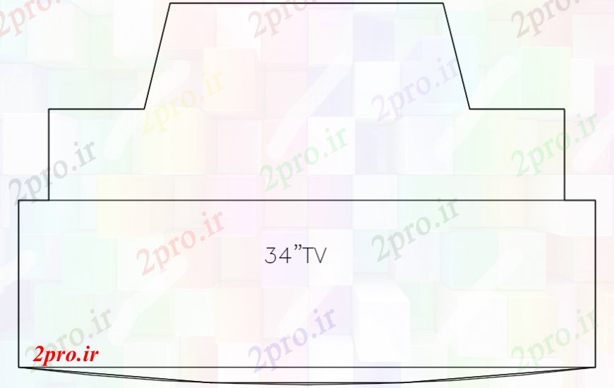 دانلود نقشه بلوک مبلمان جزئیات تلویزیون 34 اینچ (کد98995)