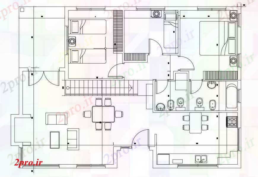 دانلود نقشه مسکونی  ، ویلایی ، آپارتمان  ویلایی طراحی طرحی جزئیات دو بعدی  کف   طرح (کد99016)