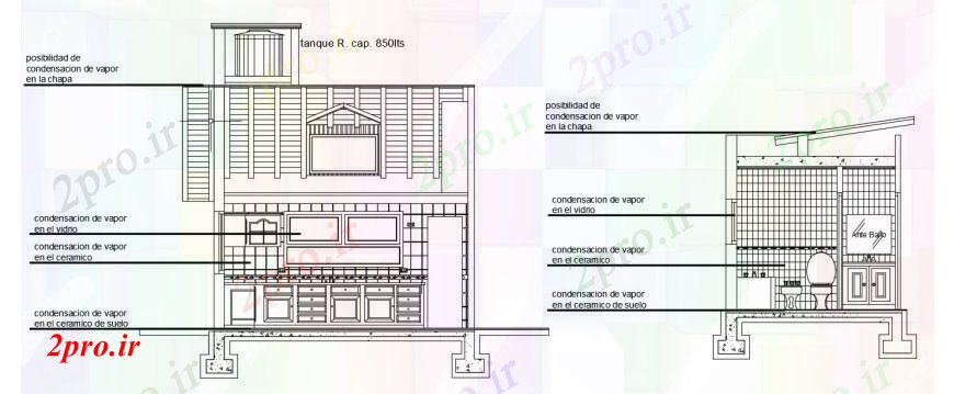 دانلود نقشه جزئیات طراحی ساخت آشپزخانه طراحی نما توالت بهداشتی آشپزخانه و و دو بعدی 9 در 12 متر (کد99034)