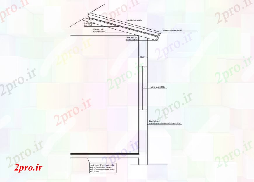 دانلود نقشه جزئیات ساخت و ساز  بام بخش ساختار طراحی اتوکد (کد99036)