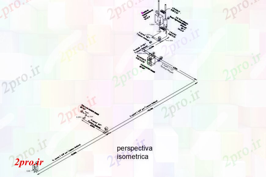 دانلود نقشه جزئیات لوله کشی جزئیات طراحی های توزیع آبتریدی 9 در 12 متر (کد99037)