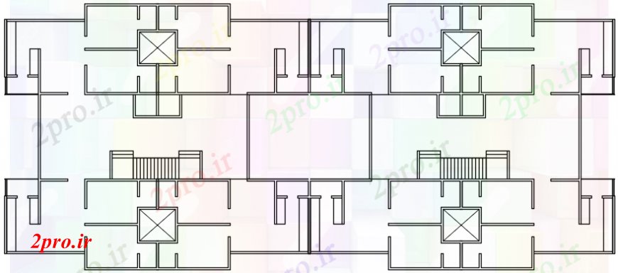 دانلود نقشه مسکونی ، ویلایی ، آپارتمان دو طبقه از ساختار آپارتمان ساختمان طرحی فریم جزئیات 32 در 100 متر (کد99078)