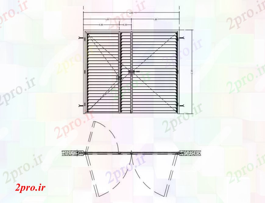 دانلود نقشه جزئیات طراحی در و پنجره  اصلی نما دروازه ورودی و طرحی دو بعدی     (کد99085)