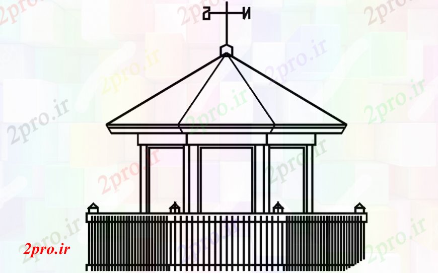 دانلود نقشه مسکونی  ، ویلایی ، آپارتمان  کیوسک پرنده ساده برای جلو باغ   نما طراحی جزئیات  (کد99090)