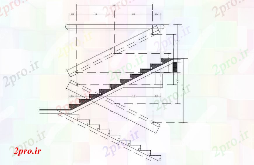 دانلود نقشه جزئیات پله و راه پله  اهن الات طراحی جزئیات  دو بعدی   (کد99094)