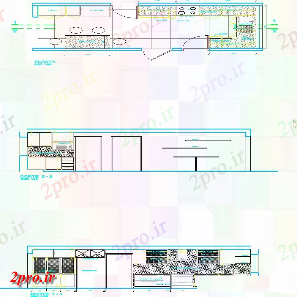 دانلود نقشه جزئیات طراحی ساخت آشپزخانه    جزئیات طراحی آشپزخانه به   (کد99102)
