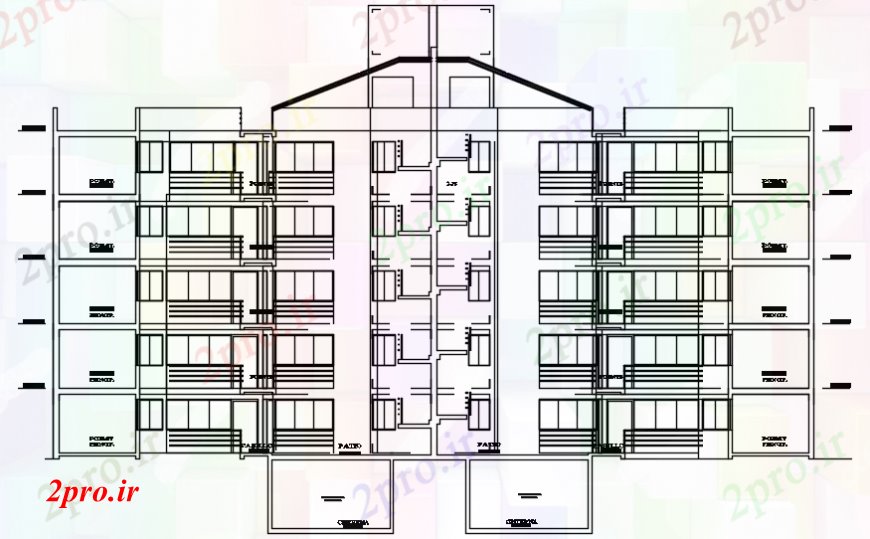 دانلود نقشه مسکونی ، ویلایی ، آپارتمان اصلی جزئیات طراحی مقابل نما آپارتمان آپارتمان ساخت و ساز 25 در 32 متر (کد99107)