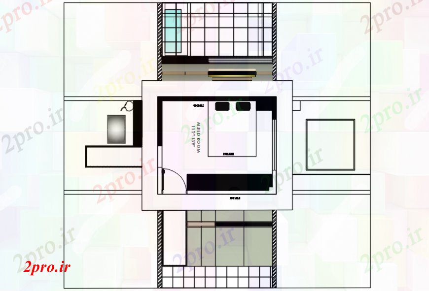 دانلود نقشه حمام مستر طراحی اتاق خواب اد همراه با مبلمان جزئیات طراحی  (کد99125)