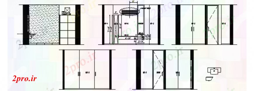 دانلود نقشه حمام مستر اد توالت تمام نما و بخش طرفه  (کد99127)