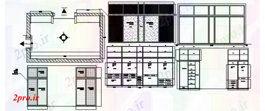 دانلود نقشه حمام مستر اتاق خواب با مبلمان و طرحی همراه با  توالت طراحی جزئیات  (کد99135)