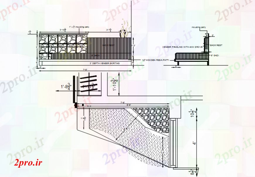 دانلود نقشه طراحی جزئیات ساختار اتاق خواب اد ساختار سازنده جزئیات طراحی   (کد99138)