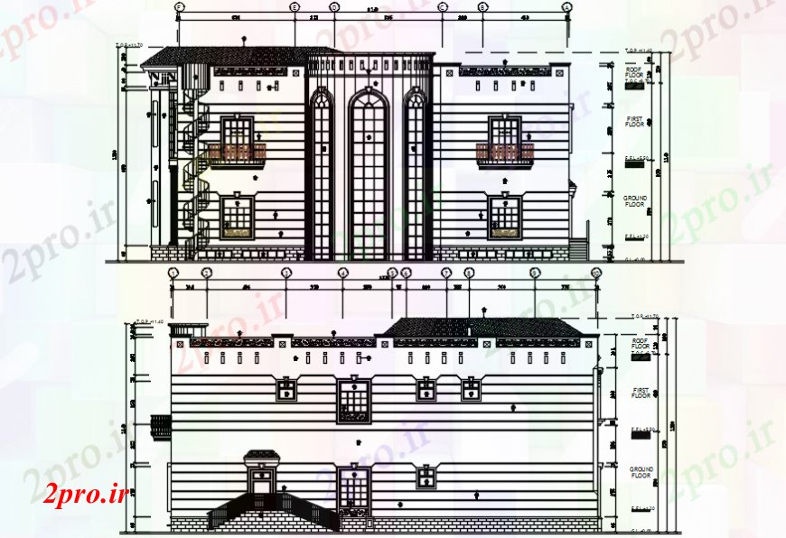 دانلود نقشه مسکونی  ، ویلایی ، آپارتمان  طراحی نما ویلا اتوکد (کد99152)