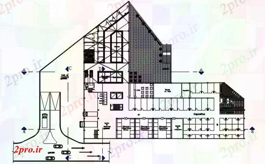 دانلود نقشه هایپر مارکت - مرکز خرید - فروشگاه بازار انجمن طرحی توزیع طرحی های 51 در 80 متر (کد99159)