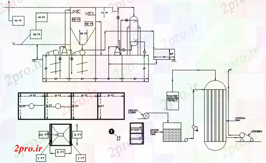 دانلود نقشه جزئیات لوله کشی مخزن آب و بخش دیگ بخار و نصب و راه اندازی طراحی جزئیات  (کد99192)