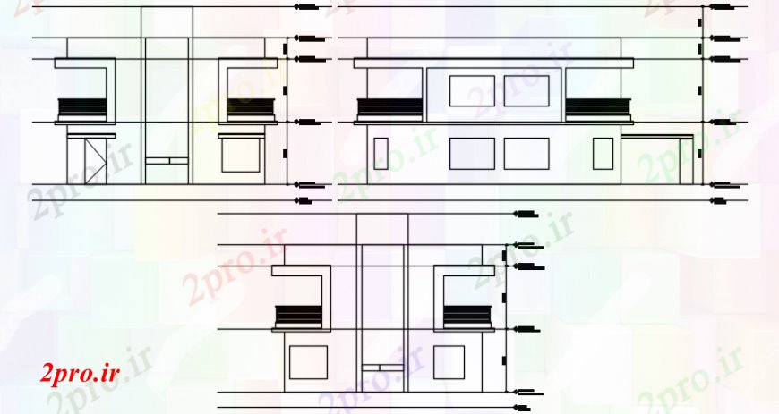 دانلود نقشه مسکونی  ، ویلایی ، آپارتمان  یکی از خانه خانواده همه  نما طرفه طراحی جزئیات  (کد99204)