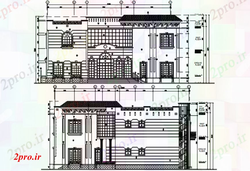 دانلود نقشه مسکونی  ، ویلایی ، آپارتمان    نمای از خانه چند   طراحی (کد99230)