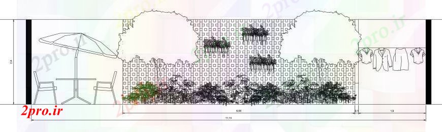 دانلود نقشه جزئیات ساخت و ساز  نقشه جزئیات از دیوار با بلوک های مبلمان  فی (کد99263)