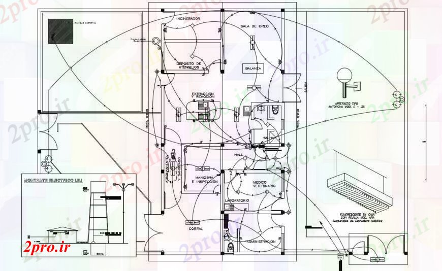 دانلود نقشه طراحی داخلی  طراحی جزئیات ساخت طرحی نصب و راه اندازی الکتریکی  (کد99284)