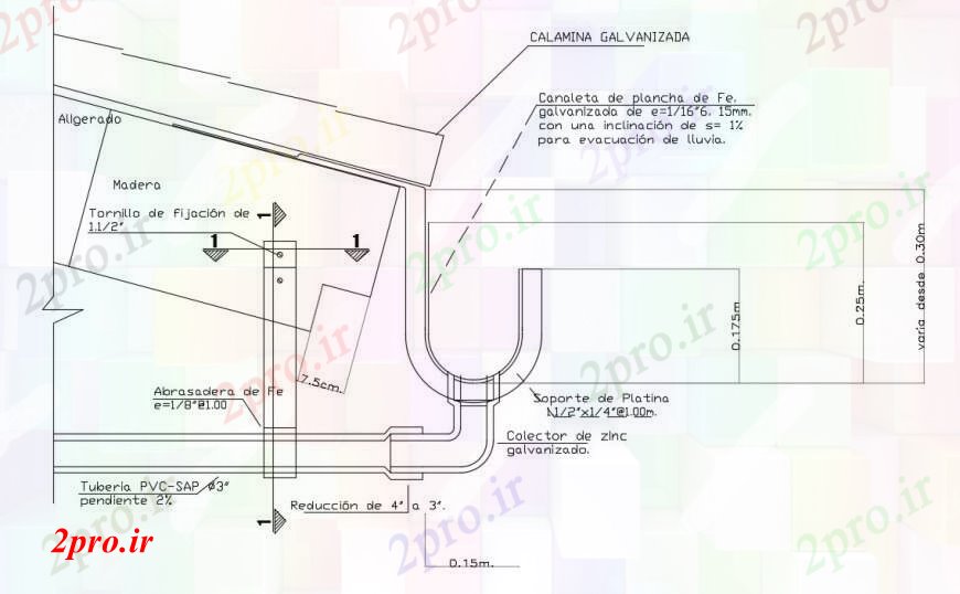 دانلود نقشه جزئیات ساخت و ساز  دو بعدی  جزئیات ساخت و ساز از مونتاژ سقف  (کد99287)