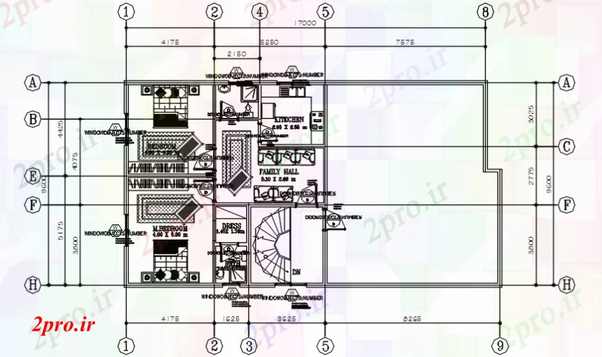 دانلود نقشه مسکونی  ، ویلایی ، آپارتمان  طراحی طبقه دوم طراحی خانه چند (کد99298)