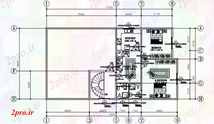 دانلود نقشه مسکونی  ، ویلایی ، آپارتمان  جزئیات مبلمان خانه دوقلو رسم   (کد99300)