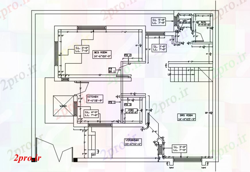 دانلود نقشه طراحی جزئیات ساختار طبقه اول از طرحی فریم خانه ساختار  (کد99316)
