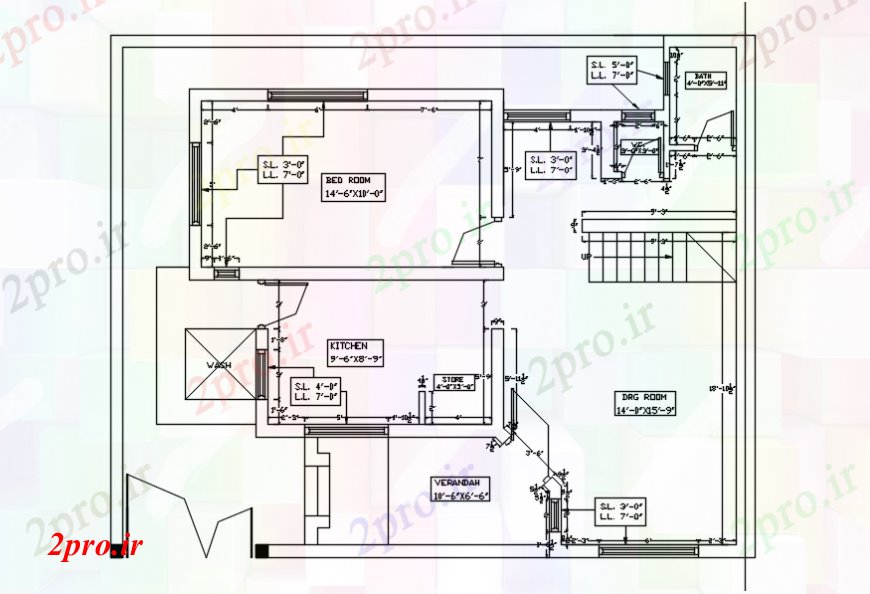 دانلود نقشه مسکونی  ، ویلایی ، آپارتمان  طبقه دوم از طرحی فریم خانه ساختار  (کد99317)