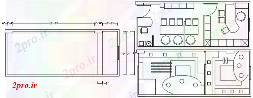 دانلود نقشه جزئیات و طراحی داخلی دفتر دفتر طراحی کابین و داخلی  (کد99333)