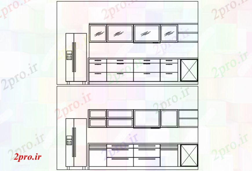 دانلود نقشه طراحی مبلمان آشپزخانه کابینتهای آشپزخانه و طرحی مبلمان  (کد99337)