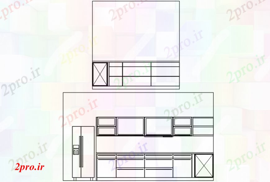 دانلود نقشه طراحی مبلمان آشپزخانه خانه بخش آشپزخانه و طراحی های (کد99338)