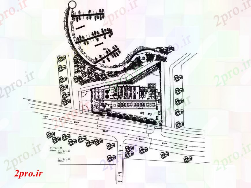 دانلود نقشه برنامه ریزی شهری   جزئیات محوطه منطقه از یک مساحت ساختمان (کد99369)