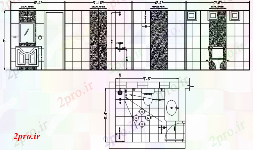 دانلود نقشه حمام مستر اصلی جلو بخش، برنامه ریزی و نصب و راه اندازی طراحی جزئیات برای توالت (کد99412)