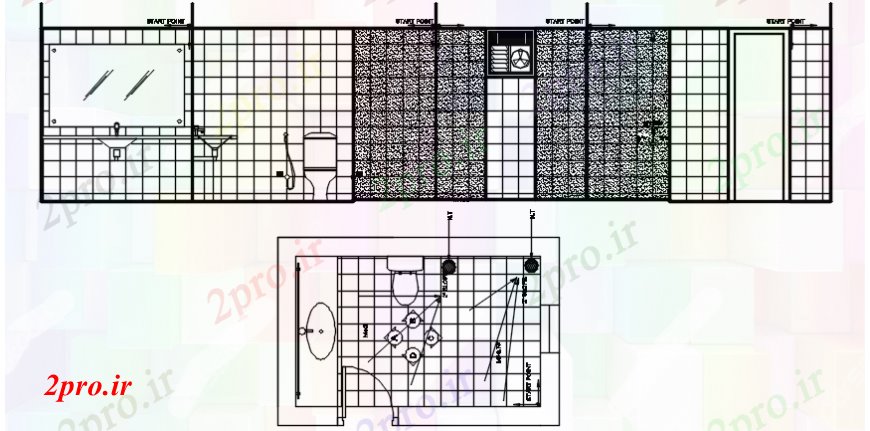 دانلود نقشه حمام مستر توالت و حمام بخش اصلی، برنامه ریزی و نصب و راه اندازی طراحی جزئیات  (کد99415)