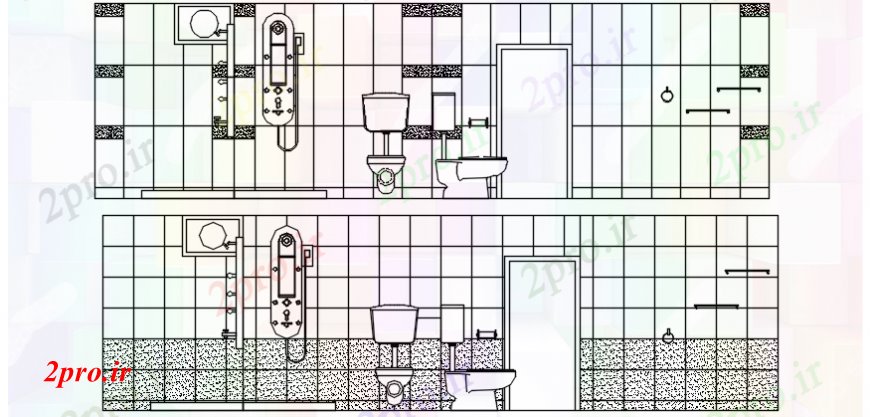 دانلود نقشه حمام مستر حمام و توالت خانه اصلی و پشت بخش طراحی جزئیات  (کد99420)