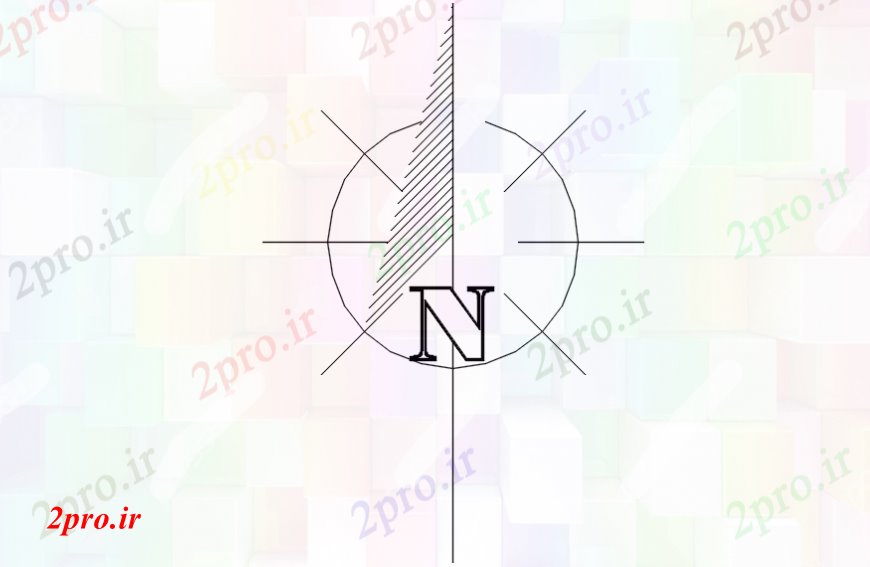 دانلود نقشه بلوک ، آرام ، نماد جهت شمال را نشان نماد   (کد99439)