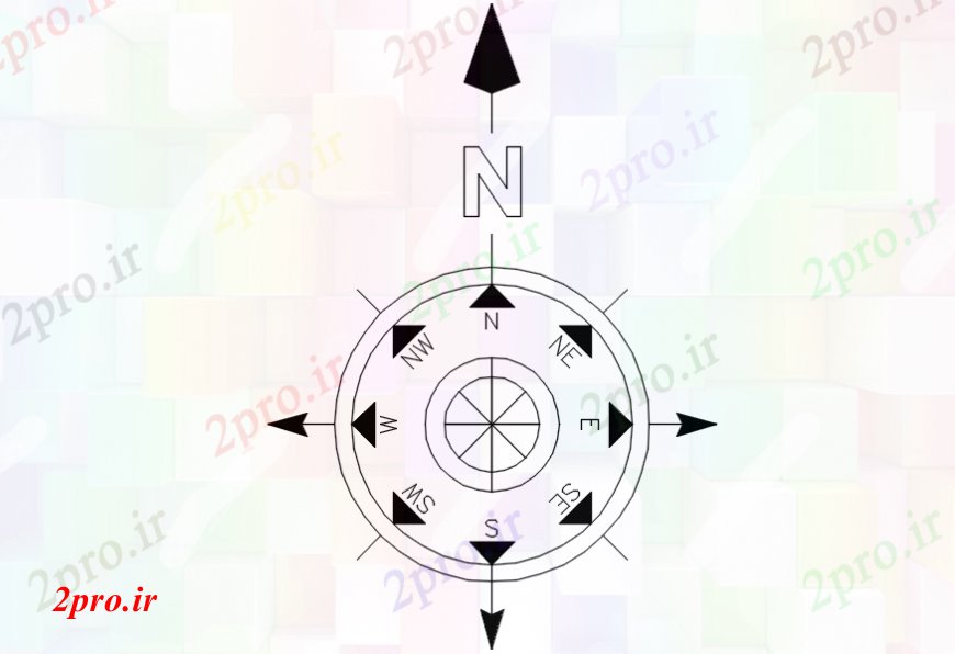 دانلود نقشه بلوک ، آرام ، نماد شمال پویا نشان دادن نماد   (کد99444)