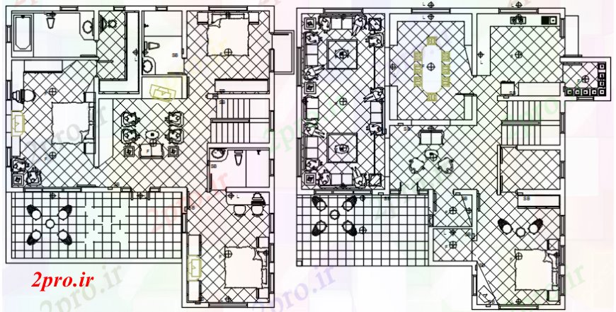 دانلود نقشه مسکونی  ، ویلایی ، آپارتمان  مدل های  خانه بالای مدرن (کد99502)