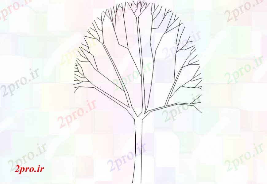 دانلود نقشه درختان و گیاهان درختان مقابل مدل مقطعی  نما (کد99516)