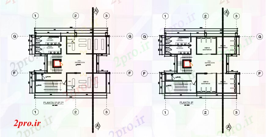 دانلود نقشه هایپر مارکت - مرکز خرید - فروشگاه طراحی دو بعدی توزیع سالن خودرو 55 در 60 متر (کد99537)