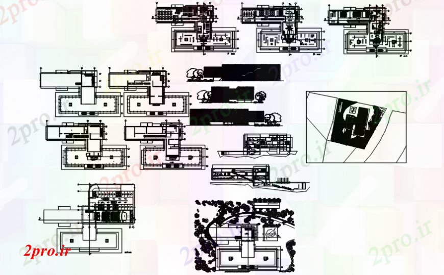 دانلود نقشه تئاتر چند منظوره - سینما - سالن کنفرانس - سالن همایشموزه ساخت تمام نما طرفه، بخش و طرحی طبقه  (کد99546)