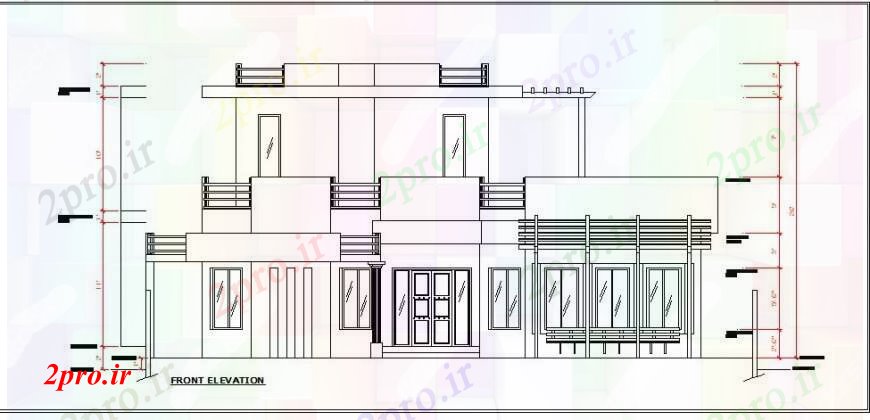 دانلود نقشه مسکونی  ، ویلایی ، آپارتمان  مسکونی ویلا مقابل نما طراحی جزئیات (کد99547)