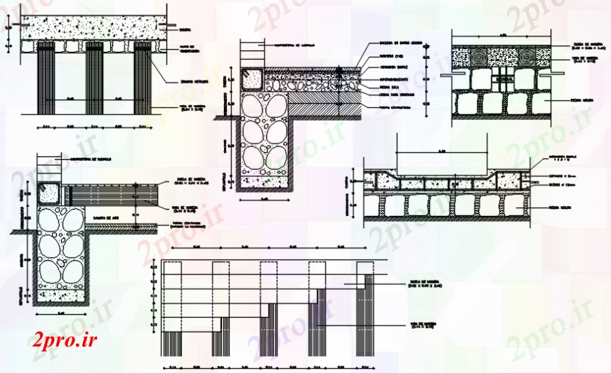 دانلود نقشه طراحی جزئیات ساختار بخش دیوار و ساختار سازنده جزئیات طراحی برای ویلا  (کد99562)