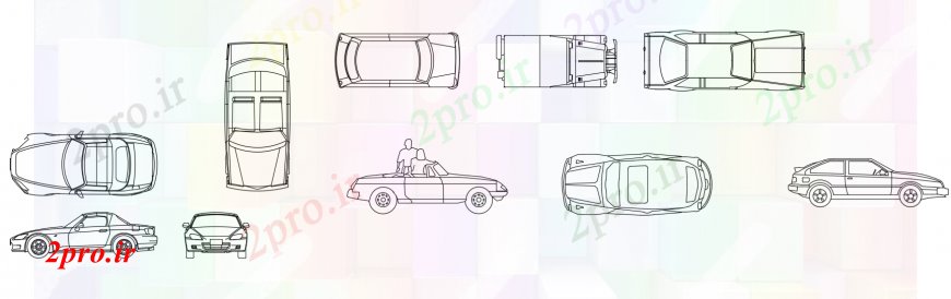 دانلود نقشه بلوک وسایل نقلیه جزئیات  طراحی های اتومبیل های لوکس و اتومبیل پایه بالا (کد99579)