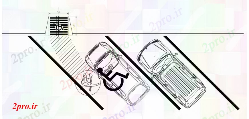 دانلود نقشه بلوک وسایل نقلیه  د طراحی از پارکینگ اتومبیل   خودرو (کد99647)
