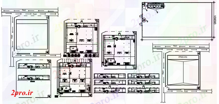 دانلود نقشه کارخانه صنعتی  ، کارگاه انبار ساخت نما، بخش و طراحی جزئیات  (کد99652)