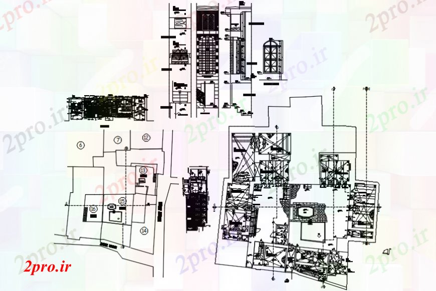 دانلود نقشه کلیسا - معبد - مکان مذهبی کلیسای طراحی 62 در 70 متر (کد99706)