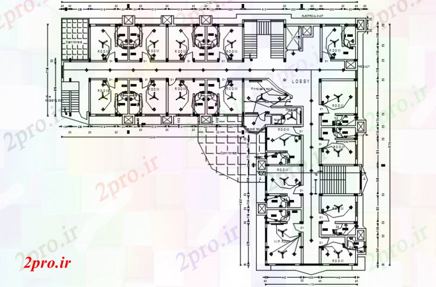 دانلود نقشه بیمارستان - درمانگاه - کلینیک طراحی برق بیمارستان پروژه 31 در 38 متر (کد99713)