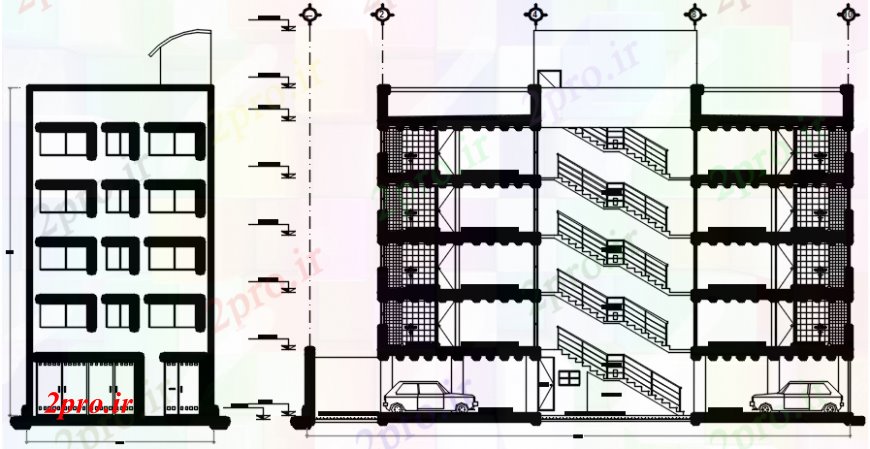 دانلود نقشه مسکونی  ، ویلایی ، آپارتمان  نما آپارتمان   سمت ساخت و ساز و اصلی بخش طراحی جزئیات  (کد99811)