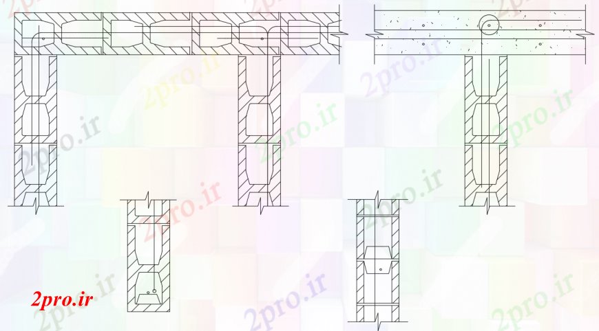 دانلود نقشه جزئیات پله و راه پله  طراحی  دو بعدی  بتن دیوار بلوک   خودرو (کد99868)